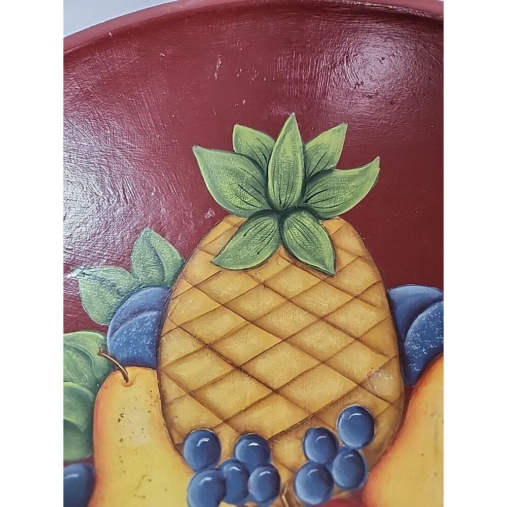 Wooden Colorful Bowl W Handpainted Fruit 11